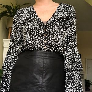 Floral Bellbottom Sleeve Bodysuit